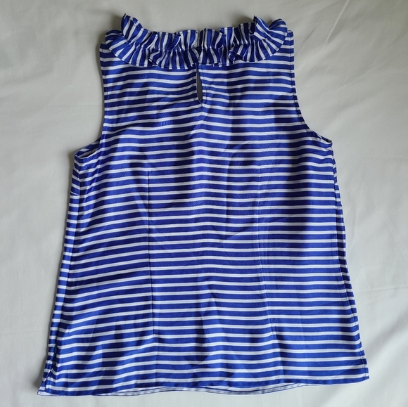 Talbots Blue and White Striped Sleeveless Blouse - Picture 6 of 6